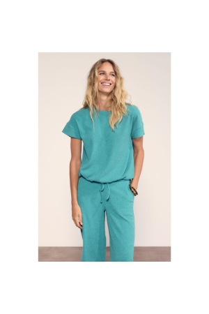 Tramontana Crinkled Short-Sleeve Top 005835 Deep aqua blue
