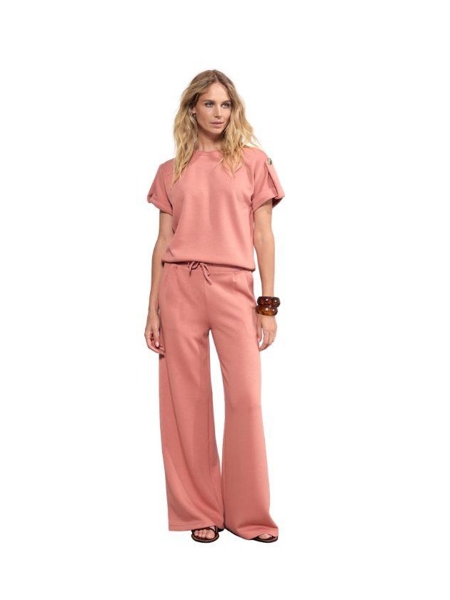 Tramontana Wide-Leg Trousers Self-Fabric Belt 004275 Dusty rose