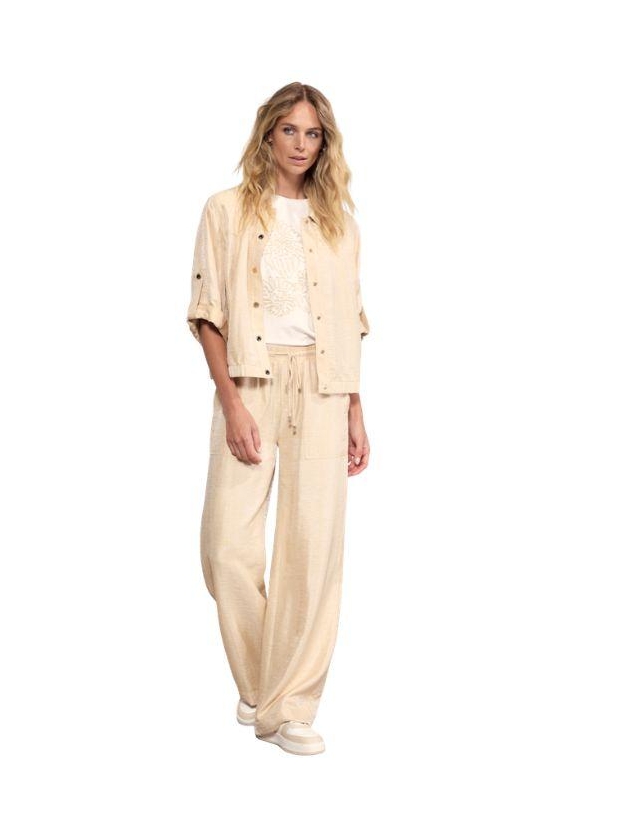 Tramontana Shimmer Wide-Leg Trousers 001225 Pebble
