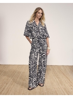 Tramontana Wide-Leg Trousers Palm Eclipse 009998 Print blacks