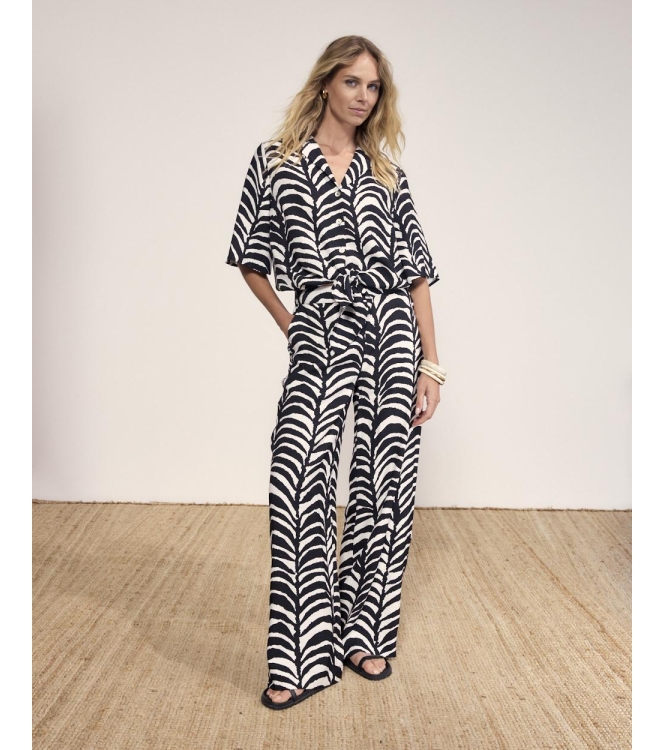 Tramontana Wide-Leg Trousers Palm Eclipse 009998 Print blacks