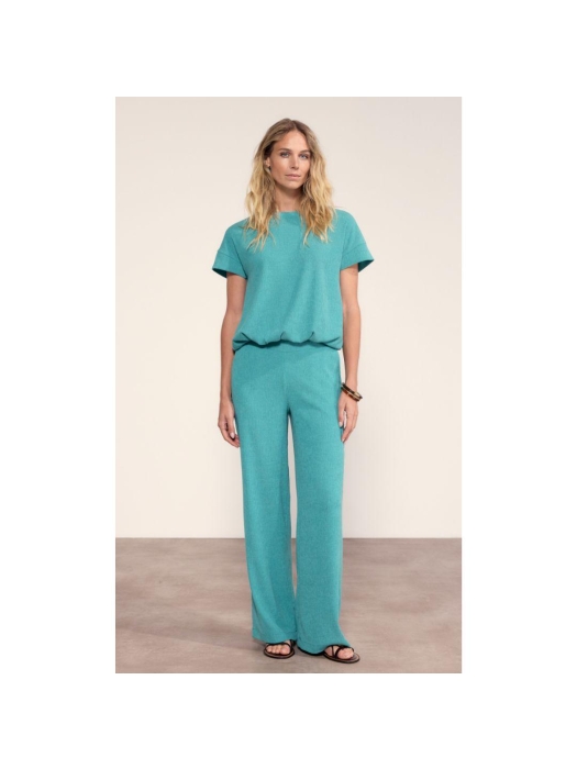 Tramontana Crinkled Wide-Leg Trousers 005835 Deep aqua blue