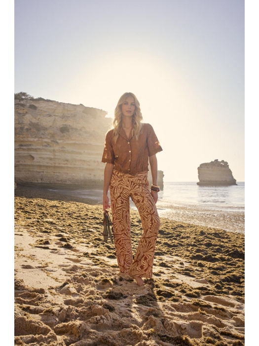 Tramontana Wide-Leg Trousers Flowy Shells 009992 Print browns