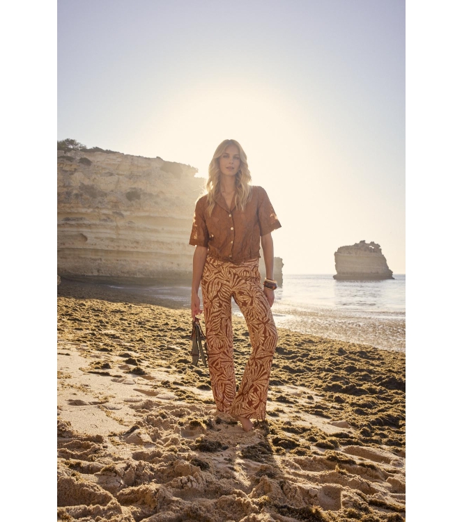 Tramontana Wide-Leg Trousers Flowy Shells 009992 Print browns