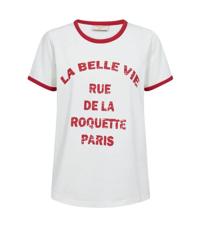Freequent FQFENJAL-TEE Star Off-White w. True Red