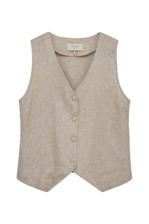 Freequent FQLAVASI-WAISTCOAT Sand Melange w. Silver