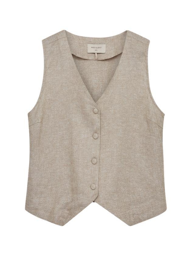 Freequent FQLAVASI-WAISTCOAT Sand Melange w. Silver