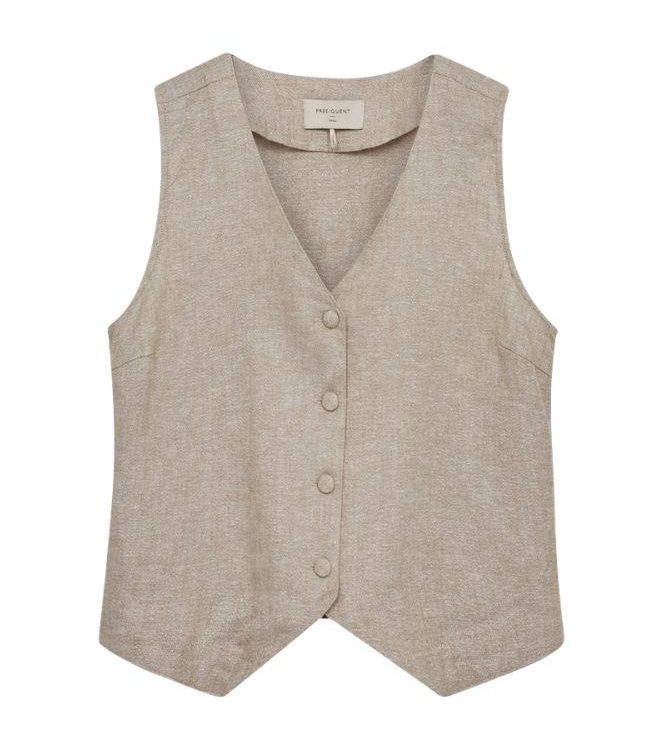 Freequent FQLAVASI-WAISTCOAT Sand Melange w. Silver