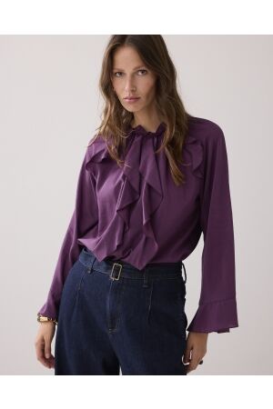 Summum Woman Top ruffles Cotton viscose. 324 Wineberry