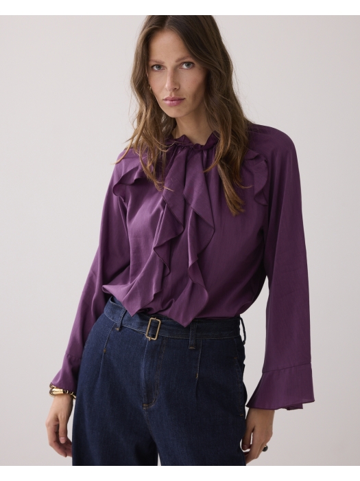 Summum Woman Top ruffles Cotton viscose. 324 Wineberry