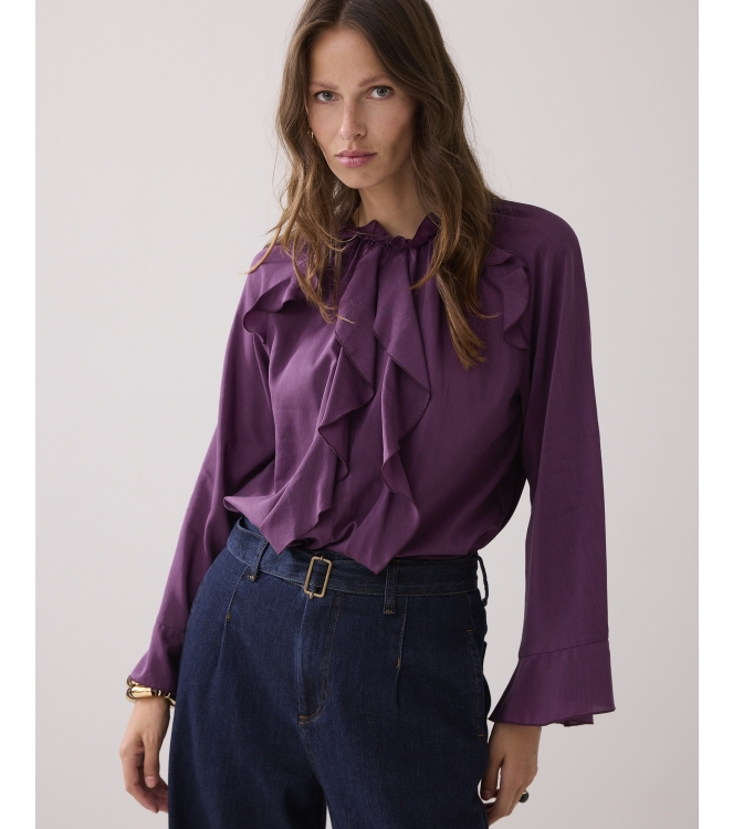 Summum Woman Top ruffles Cotton viscose. 324 Wineberry