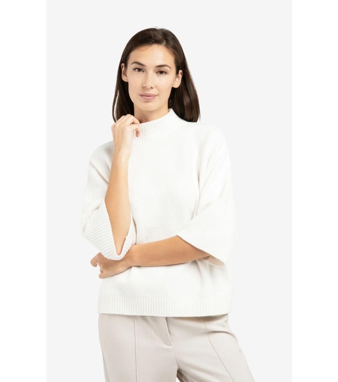 Yaya Trui met geribde driekwart mou 10022 Snowfall white mel