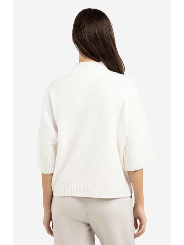 Yaya Trui met geribde driekwart mou 10022 Snowfall white mel