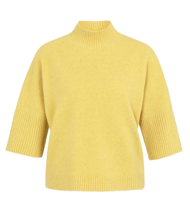 Yaya Trui met geribde driekwart mou 406262 Dried moss green mel