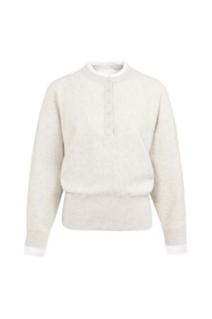 Yaya Sweater met kraagdetail 990402 HEeather grey mel