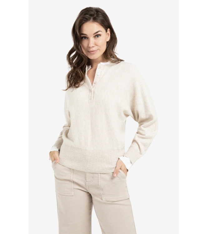 Yaya Sweater met kraagdetail 990402 HEeather grey mel