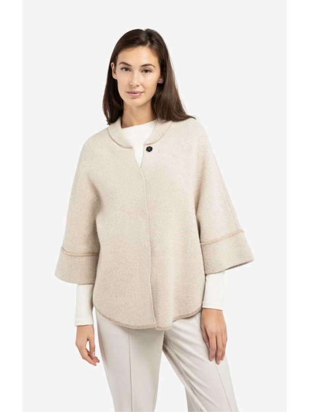 Yaya Poncho-vest met ronde zoom 513061 Oxford tan brown