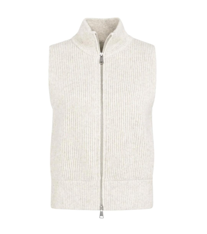 Yaya Mouwloos vest met rits 990402 Heather grey mel