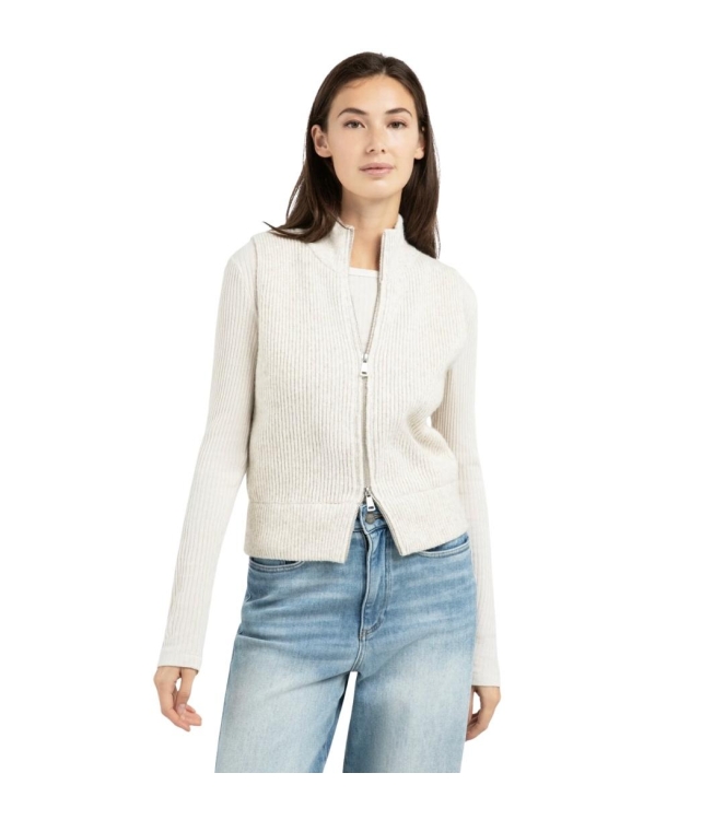 Yaya Mouwloos vest met rits 990402 Heather grey mel