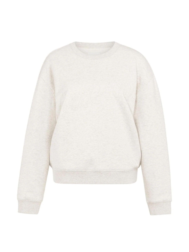 Yaya Sweater met opgestikte tekst 990402 Heather grey mel
