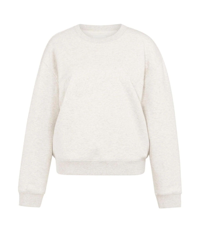 Yaya Sweater met opgestikte tekst 990402 Heather grey mel