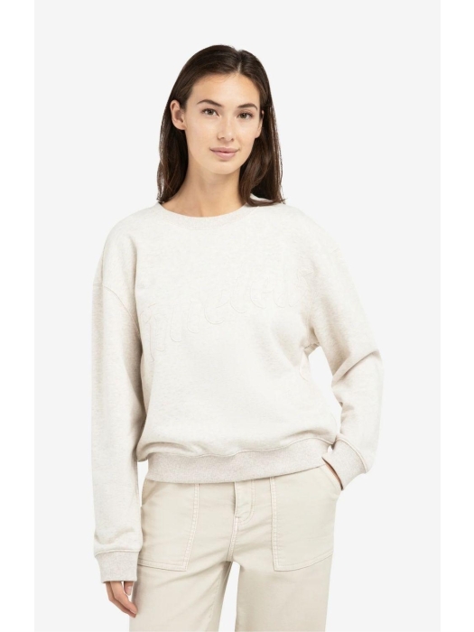 Yaya Sweater met opgestikte tekst 990402 Heather grey mel