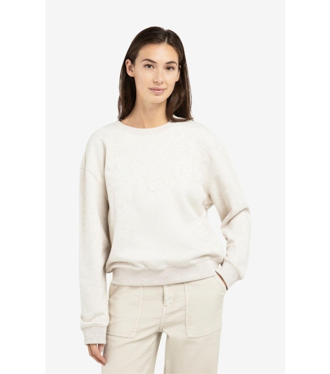 Yaya Sweater met opgestikte tekst 990402 Heather grey mel