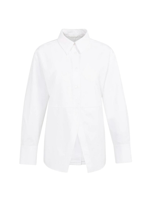 Yaya Poplin blouse met splitdetail 00000 Pure white