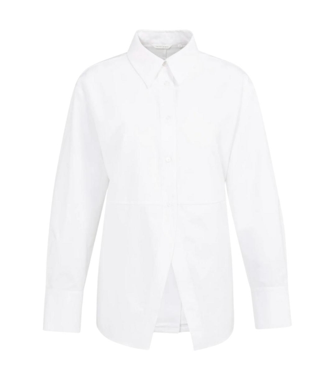Yaya Poplin blouse met splitdetail 00000 Pure white