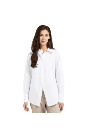 Yaya Poplin blouse met splitdetail 00000 Pure white