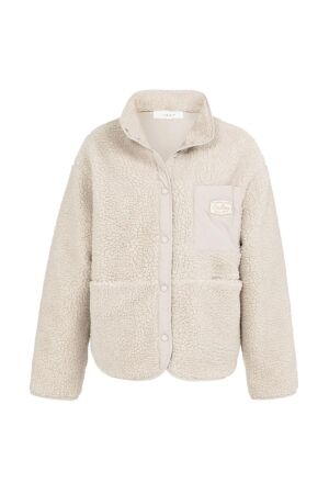 Yaya Teddy jack met nylon borstzak 990402 Heather grey mel