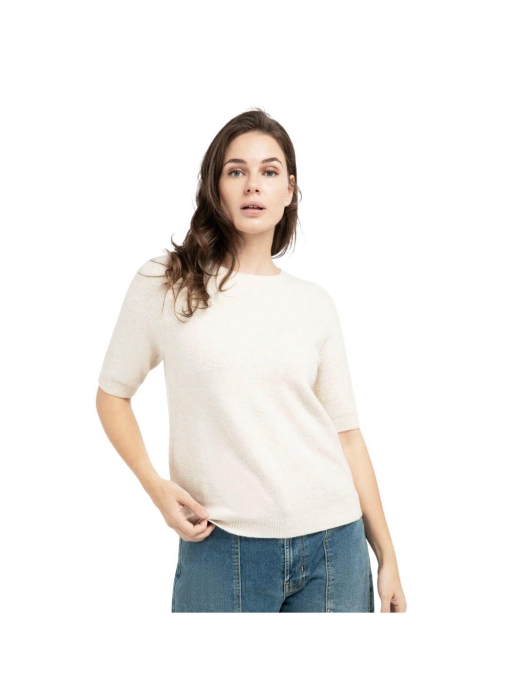 Yaya Zachte trui met korte mouwen 990442 Kit beige mel