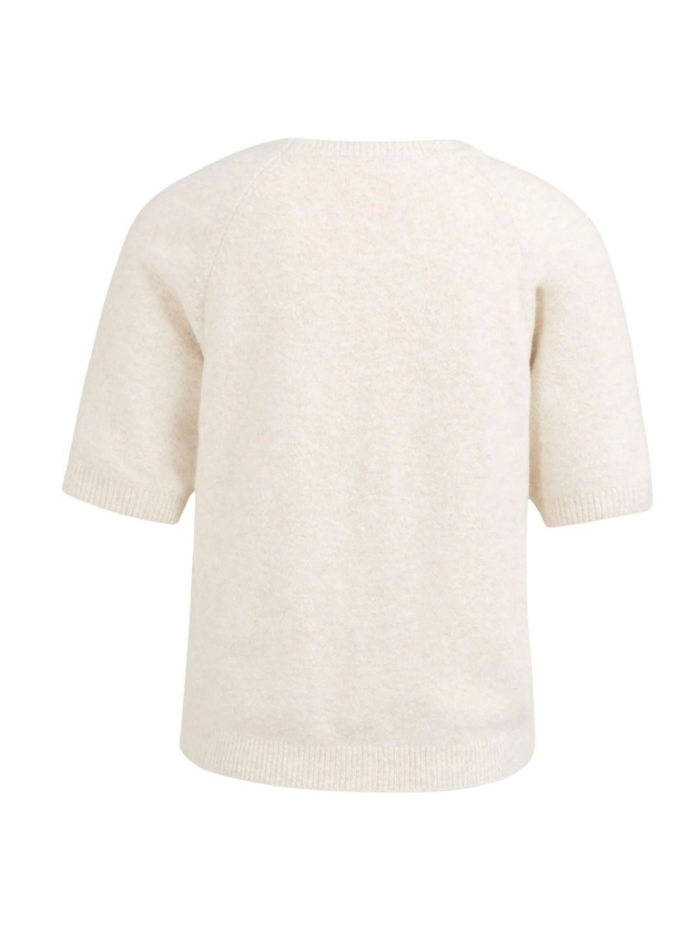 Yaya Zachte trui met korte mouwen 990442 Kit beige mel