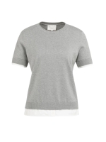 Yaya Gebreide top met dubbele zoom 990472 Iron grey mel