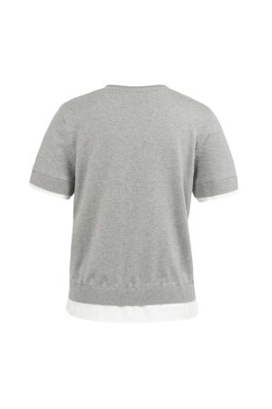 Yaya Gebreide top met dubbele zoom 990472 Iron grey mel