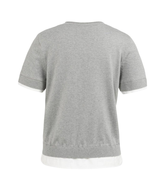 Yaya Gebreide top met dubbele zoom 990472 Iron grey mel