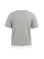 Yaya Gebreide top met dubbele zoom 990472 Iron grey mel