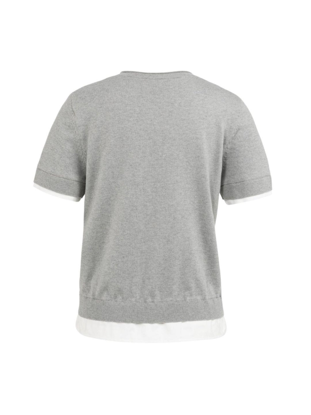 Yaya Gebreide top met dubbele zoom 990472 Iron grey mel