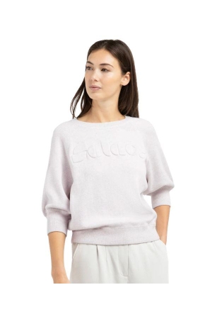 Yaya Sweater met geborduurd artwork 338042 Gray lilac melange