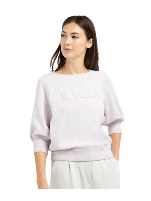 Yaya Sweater met geborduurd artwork 338042 Gray lilac melange