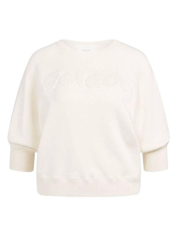 Yaya Sweater met geborduurd artwork 990532 Ecru melange