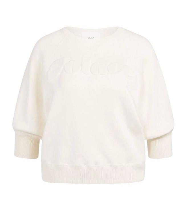 Yaya Sweater met geborduurd artwork 990532 Ecru melange