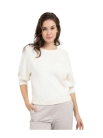 Yaya Sweater met geborduurd artwork 990532 Ecru melange