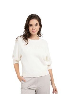 Yaya Sweater met geborduurd artwork 990532 Ecru melange