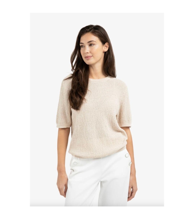 Yaya Gebreide trui met structuur 990521 Desert beige dessin