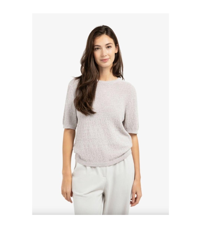 Yaya Gebreide trui met structuur 990541 Mauve purple dessin