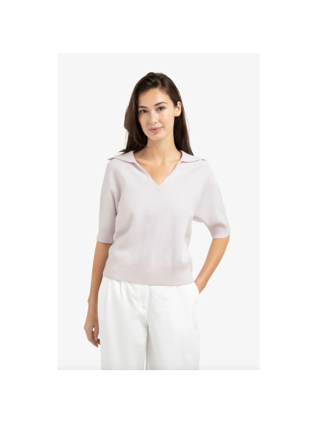 Yaya Trui met kraag en korte mouwen 338041 Gray lilac 