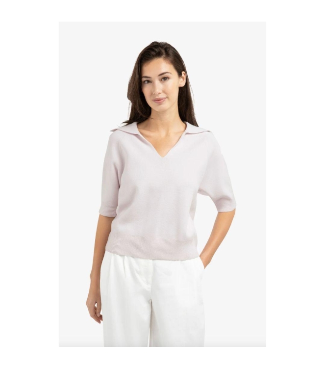 Yaya Trui met kraag en korte mouwen 338041 Gray lilac 