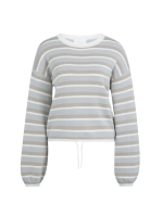 Yaya Gestreepte trui met koord 442031 vapor blue grey des