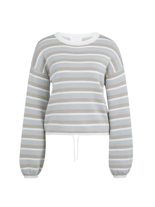 Yaya Gestreepte trui met koord 442031 vapor blue grey des